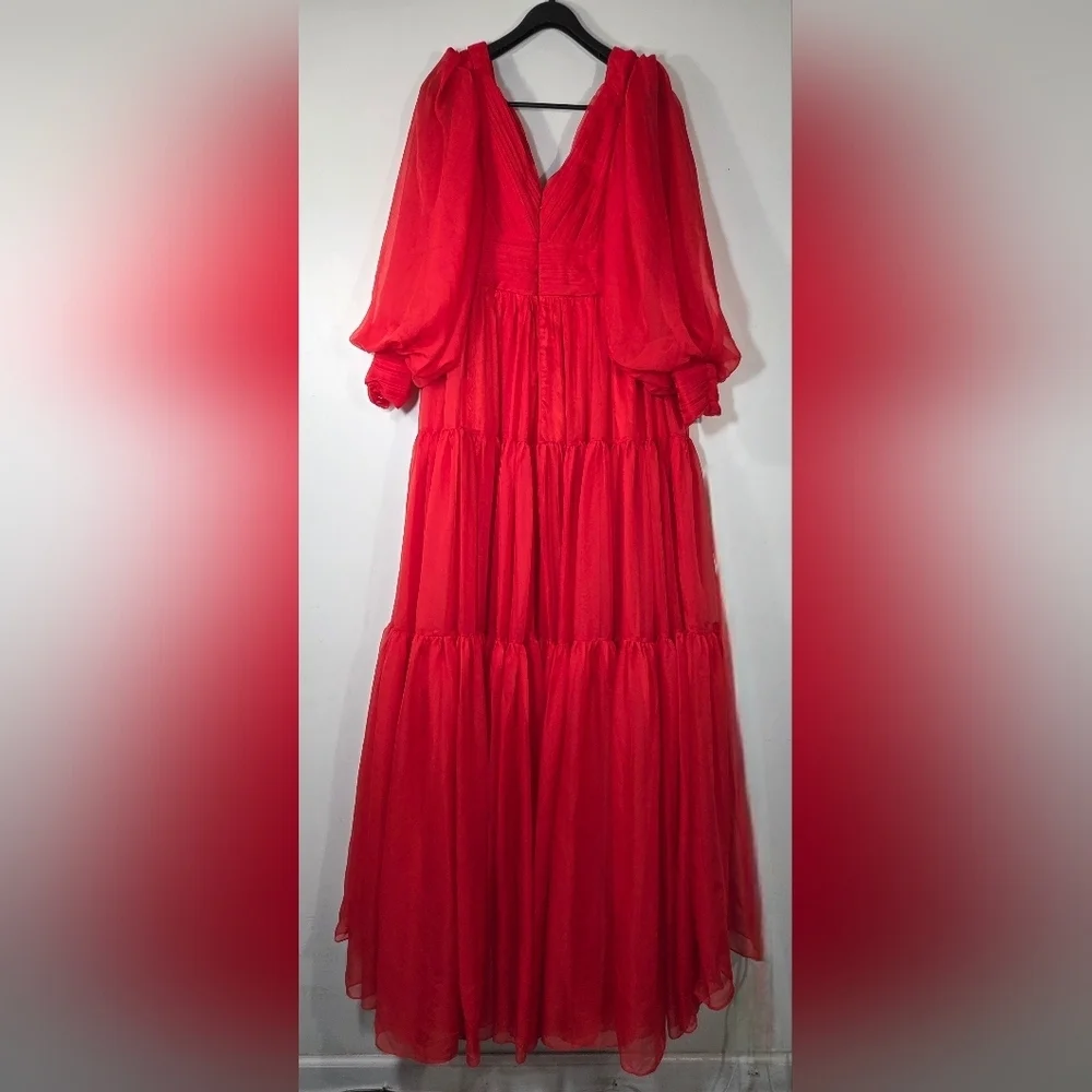 NEW HEBEOS PRINCESS CHIFFON RUFFLES SWEEP DRESS. - Picture 4 of 7